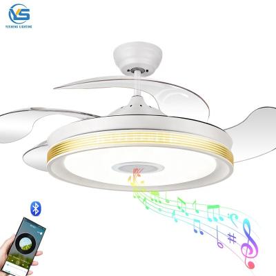 China 110V 220V Cheap Led With Bluetooth Speaker Fan Retractable Fan And Speaker for sale