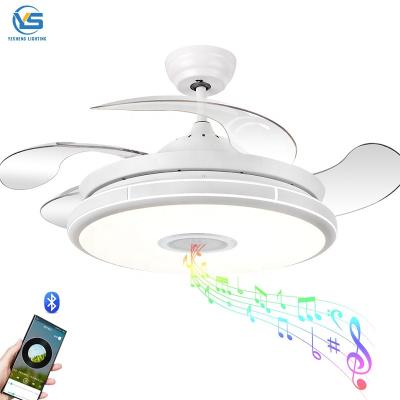 Cina 110V 42inch retractable led ceiling fan with light with Remote control,Tuya, Alexa and Google home with speaker in vendita