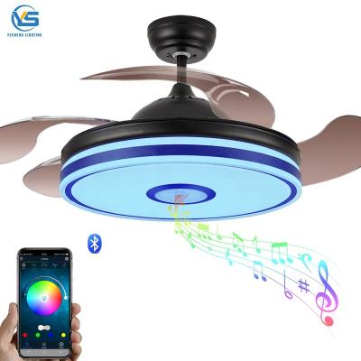 Китай 726AS-RGB Ventilador de techo con luz LED 36W DC Altavoz 3 tonalidades con memoria aspas retractiles 6velocidades control remoto продается