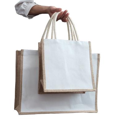 China High Quality Custom Printed Reusable Shopping Jute Handled Zhejiang Burlap Handbag Eco Tote Bag for sale