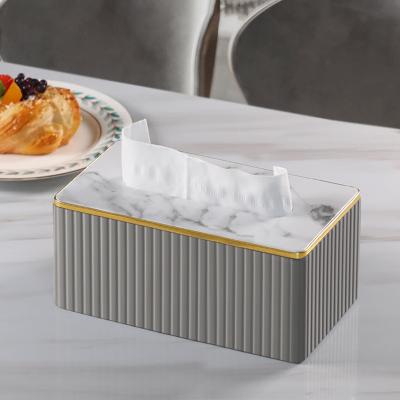 China Nordic Roman Column Luxury Magnetic Bottom Custom Hotel Logo Tissue Box Marble Rectangular Towel PU Leather Tissue Box Marble for sale