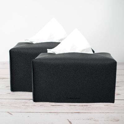 China Modern High Quality Creative Rectangular Lambskin Tissue Box Small Folding Leather Tissue Box Holder for sale