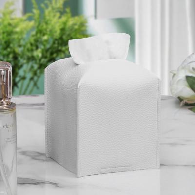 China Lightweight Luxury Modern Leather Square Tissue Box Holder Decorative PU Lid Tissue Box Holder Organizer for Bathroom Vanity Countertops for sale