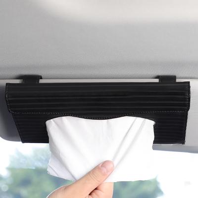 China Leather Napkin Box Luxury Tissue Paper Holder Car PU Tissue Box Holder For Car Sun Visor Back Seat for sale