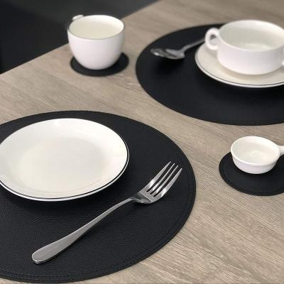 China Eco-Friendly Non-Toxic Leather Table Stocked Place Mat Sublimation Table Mats Good Quality Round Dining Mats Placemats for sale