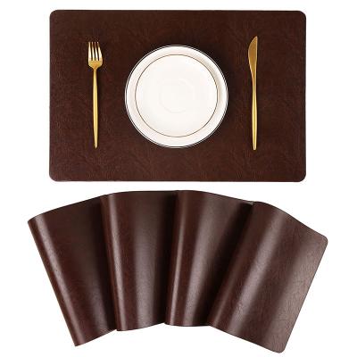 China Wholesale PU Stocked Leather Restaurant Place Mats For Dining Table Mat Heat Resistant PVC Place Mat Durable Waterproof Household for sale