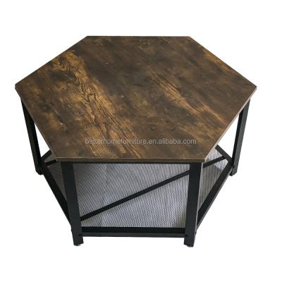 China ZJH Metal Frame Round Design Durable Dining Table Special Coffee Table Wooden Side Table for sale