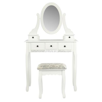 China ZJH Modern Vanity White Dressing Table With Mirror And Stool For Bedroom Furniture for sale