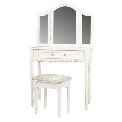 China ZJH Modern Removeable Wooden Makeup Closet Dressing Table Set With Mirror And Stool For Bedroom for sale