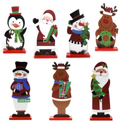 China China's new Christmas ornaments figure ornaments desktop creative printing wooden ornaments popular in foreign trade for sale