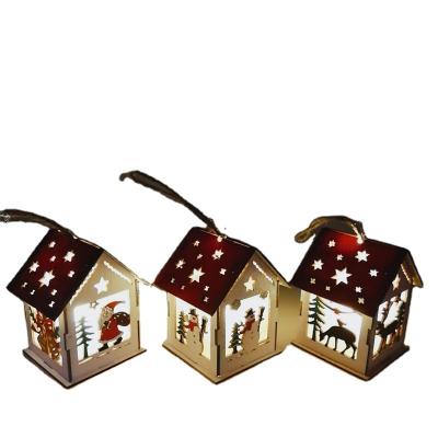 China China Ornaments Snow House Hotel Cafe Luminous Christmas Tree Ornaments DIY Gift Window Ornaments for sale