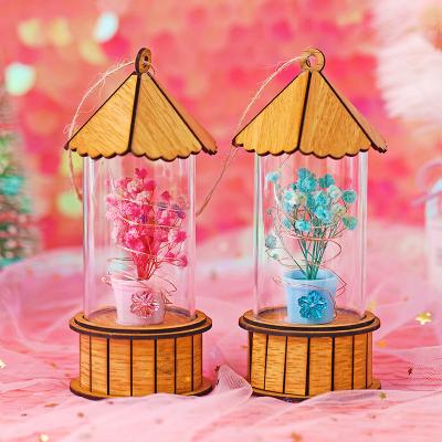 China Flower Cover Glass Lamp Star China Landscape Hanging Lamp Immortal Simple Home Flower Creative Micro Wooden Potted Small Decoration for sale