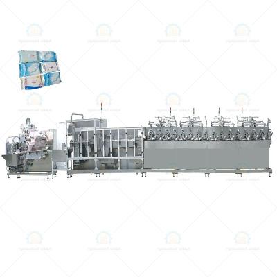 China Interfold Type& Automatic Single Extraction Wipes Machinery Household Hygiene Wet Alcohol Wipes Production Equipment for sale