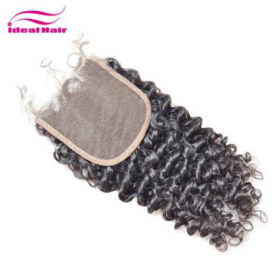 China Cheap Ombre Curly Hair Piece Silk Low Wave Closure 5x5 , 3 Bundles Virgin Brazilian Hair With Closure , 4x4 Closure And 4 Bundles for sale