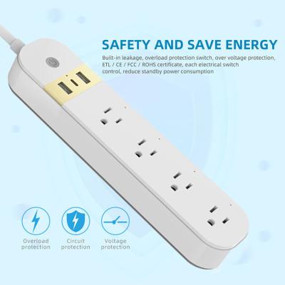 China Universal Smart Power Strip, WiFi Surge Protector with 4 Individually Controlled AC Outlets and 3 USB Ports, Works with Alexa and Google Home for sale