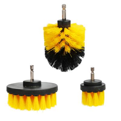 China Sustainable Low Price 3 Pcs Yellow Electric Drill Brush Accessories Durable Cleaning Brush For Cleaning for sale