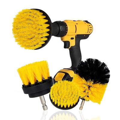 China Wholesale Green Blue Yellow Viable Drill Cleaning Brush Power Scrubber Brush With Stiff Bristle For Car Carpet Mats Tile for sale