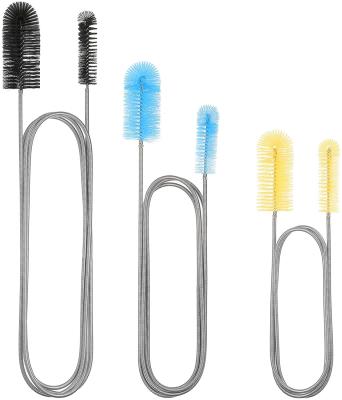 China Viable 3 Pieces Aquarium Filter Hose Dual Brush Brush Sweep Stainless Steel Cleaning Brush For Spring Fish Tank for sale