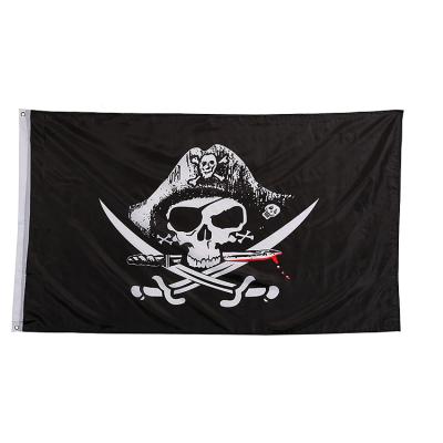 China Strong Custom Made Pirate Flag Fast Delivery High Quality Polyester Factory Price Stability Black Color Black Flag for sale