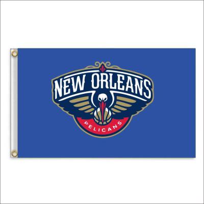 China Wholesale High Quality Color Stability NBA Custom 90*150cm Pelicans Flag 3*5ft Strong Fast Delivery Pelicans Flag for sale