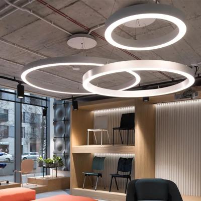 China Minimalist Aluminum LED Ring Pendant Light 78cm Suspended LED Ring Pendant Light with 5 Years Warranty for sale