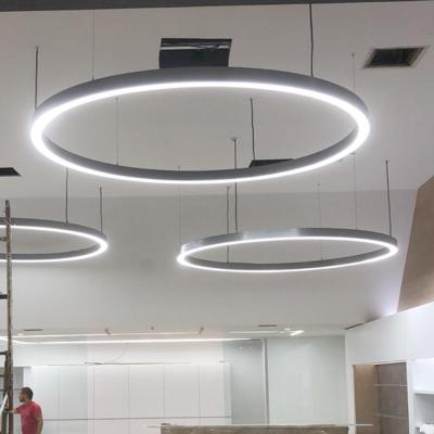 China Minimalist Aluminum 2.0m Simple Profile Circular LED Ring Pendant LED Light for Office, Hotel, Store for sale