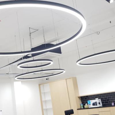 China Minimalist Aluminum 2.4m Simple Profile Circular LED Ring Pendant LED Light for Office, Hotel, Store for sale