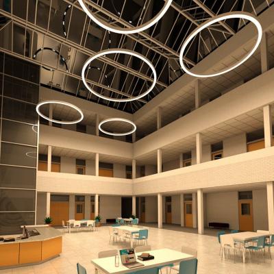 China Minimalist Aluminum 5.0m Simple Profile Circular LED Ring Pendant LED Light for Office, Hotel, Shop for sale