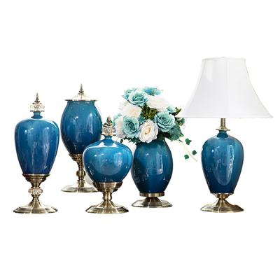 China Modern Home Interior Blue Split Decoration Ice Ceramic Porcelain Vase for sale