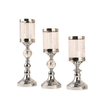 China Modern small size silver wedding decorating glass candle holder for sale