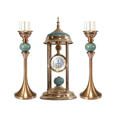 China Antique Style Home Decor Gold Desk Table Clock for sale