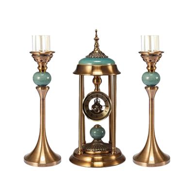 China Antique Style Metal Desk Table Electroplating Clock for sale