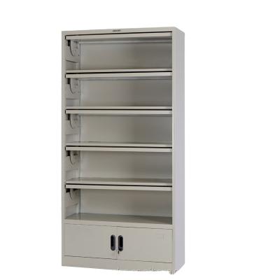 China Modern Newspaper Magazine Book Display Stands With 2 Handle Plastic Storage Cabinet On Bottom for sale