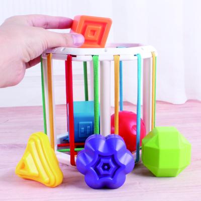 China Early Education Montessori Color Knowledge Rainbow Infant Learning Blocks Shape Matching Play Toy for sale