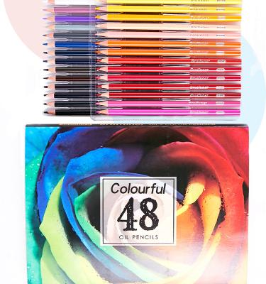 China Wooden Professional Colored Oil Pencils 48 Color Pencil Set Water Soluble Paint Highlighter Pencil Color 05865 for sale