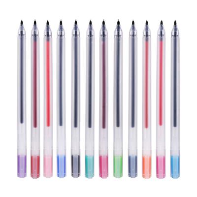 China 12pcs/lot Simple Transparent Frosted Promotional Plastic Gel Pen 0.5mm Student Sign Gel Pen Art Gel Pen Cheap Price for sale