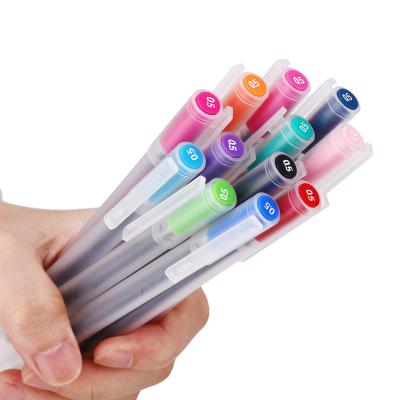 China School Gel Pens 12 Colored Glitter For Coloring Books Drawing Art Marker Kids Adult Highlighter Bar Pen Drawing 04153 for sale