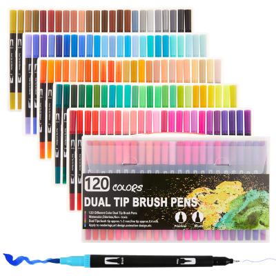 China Hot Art Twin Markers Pen Double Head Coloring Marker Pen Drawing Paper Set of 100 Brush Pen Markers Double Point Tips 04350 for sale