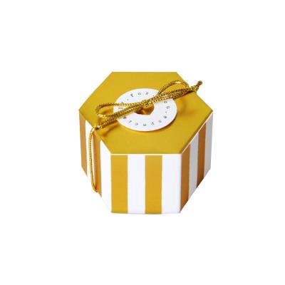 China Recyclable Wedding Chocolate Box Hexagon Candy Packaging Box With String Tag Gift Box Package Party Baking Decorations for sale