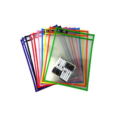 China School Classroom Student Assorted Colors Reusable Dry Erase Pouches for sale