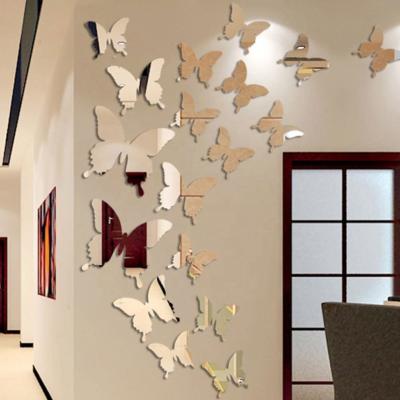 China 12Pcs/lot 3D Butterfly Mirror Wall Sticker Decal CLASSIC Wall Art Removable Wedding Decoration for sale