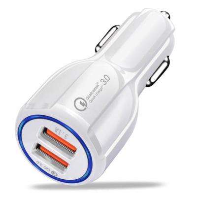 China 2020 Hot Selling QC3.0 Factory Dual-USB Charging Car Fast Charger With Led for sale