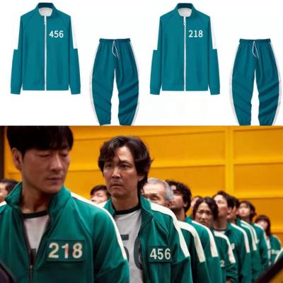 China Plus Size Squid Game Jacket Pants Around Neck Mens Suits Cosplay Costumes Sports Zipper Cardigan Digital 456 Pocket Sweatshirts Set for sale