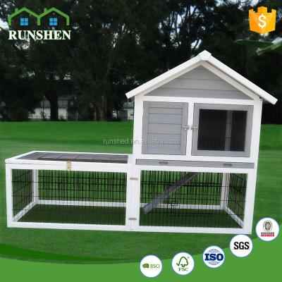 China Sustainable Eco-Friendly Wooden Rabbit Hutch Rabiit Room With Strong Black Yarn Design for sale