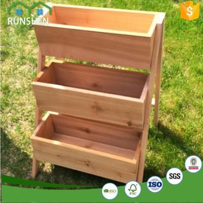 China Plant Flowers or Vegetables 3 Layer Ladder Creative Cheap Wood Flower Planters Wooden Raised Planters for sale