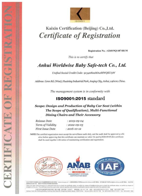 ISO9001 - Anhui Worldwise Baby Safe-Tech Co., Ltd.