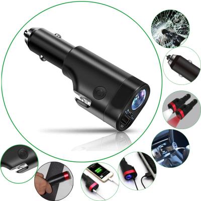 China 6 in 1 Emergency Car Tool with Car Charger and Safety Hammer and Flash Light and Belt Cutter 114*40*26mm for sale