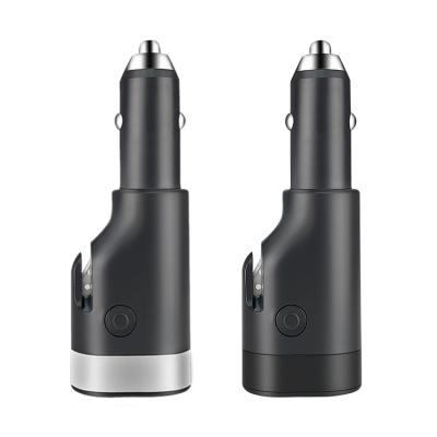 China QC2.0 mini 5 in 1 car charger with safety hammer/cutter flashlight for sale