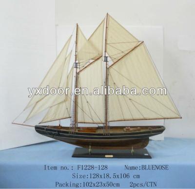 China Europe Ship Model Navigation Antique Wooden Ship Model [2 Size BlUENOSE] for sale