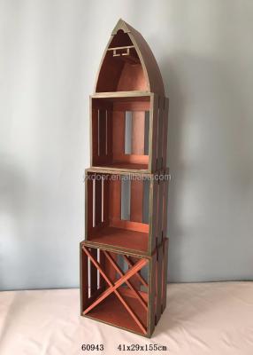 China Single Sided Wooden Boat Design Rack, 2017 New Design! Wooden display, antique red for sale